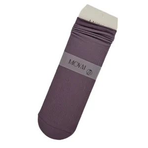 MOYAI women solid color breathable mesh mid calf slouch socks featuring stylish rolled cuff.