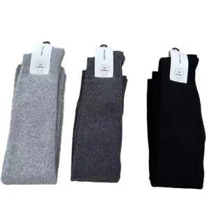 Thick over the knee cotton fleece long socks for women winter warm daily wear black grey 3 pcs