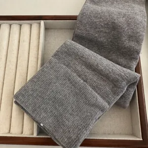 Women's grey over-the-knee winter knit socks with anti-slip invisible elastic band.