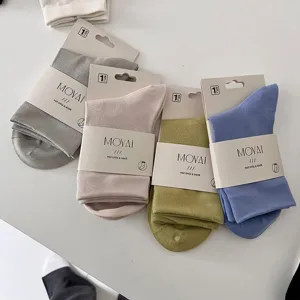 Solid color mid tube socks couple casual short socks breathable fabric packaging daily wear