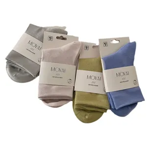 Solid color mid tube socks Lycra fabric casual couple socks comfortable breathable four colors