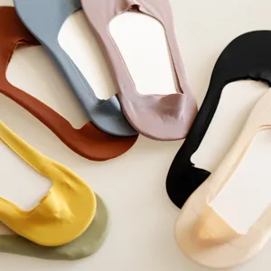 Women ice silk invisible boat socks summer thin low cut non-slip short socks breathable comfort