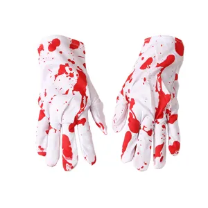 Halloween blutige weiße Handschuhe Horror Kostüm Party Cosplay Requisiten Grusel Accessoires
