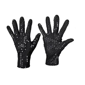 Black sequin gloves for adult kids stage dance performance costume party accessories pair