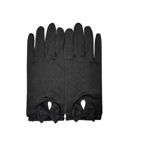 Black stretch satin bow formal gloves for women evening party wedding opera gloves