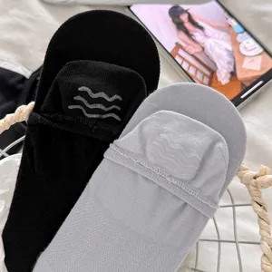 Women's summer breathable mesh invisible boat socks, shallow cut anti-slip short socks.