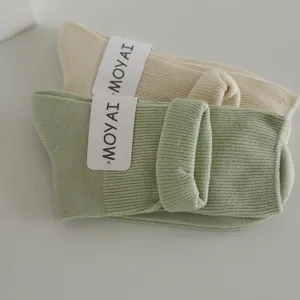 Nuove calze slouch con risvolto color macaron da donna, calze a tubo medio in morbido cotone.