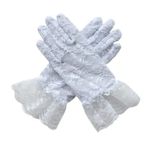 Witte kant handschoenen voor dames kinderen korte ruffles bloemen kanten handschoen