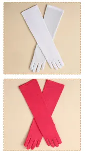 Einfarbige Milchseide elastische lange Handschuhe für Party Performance und Abendkleid.