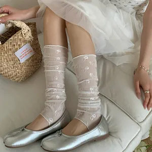 Zomerse ballet stijl witte kanten stijgbeugel sokken, zeer ademend en schattig design.