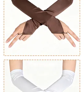 Detail view of long satin finger loop gloves and sleeves, elegant 1920s bridal wedding style.