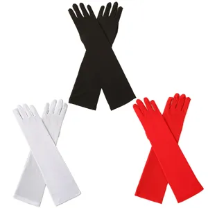 Women long milk silk stretch gloves for party festival performance, 53cm elegant opera gloves.