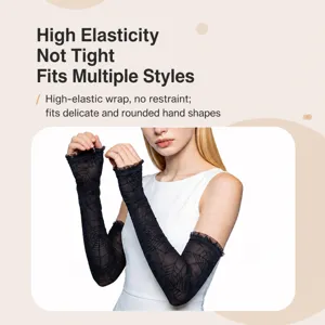 Manches longues en dentelle noire motif toile d'araignée protection solaire mitaines chic