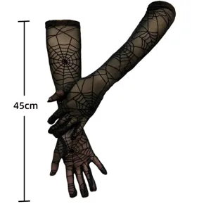 Halloween dentelle toile d'araignée manches longues protection solaire gothique gants