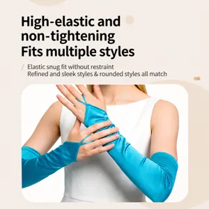 Women Long Satin Gloves Finger Loop Opera Gloves For 1920s Costume Party Wedding Bride Sun Protection Evening Party