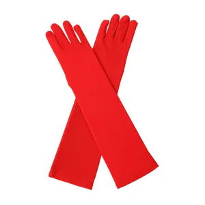 Gants de performance de fête en soie de lait extensible de couleur unie pour déguisement et robe.