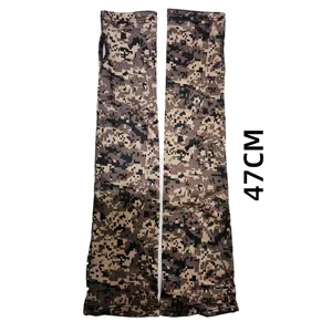 Camouflage sun protection arm sleeves for outdoor cycling, fishing, and driving UV protection.