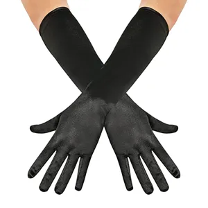 Women Long Satin Gloves Stretchy Opera Gloves Solid Color Evening Party Wedding Performance Dress Costume Accessories