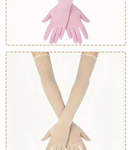 Women Sheer Long Gloves Mesh Opera Party Evening Dress Gloves Elegant Semi-Transparent Sleeves