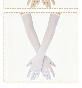 White sheer long gloves sheer mesh opera evening party costume accessories fine details closeup