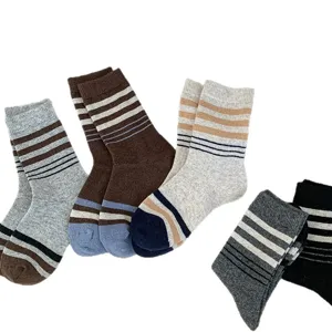 Chaussettes épaisses rayées en laine pour femmes, chaussettes thermiques douces d'hiver