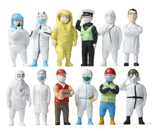 Miniatur Pandemie Frontline Arbeiter Figuren Set, kreative Mikro Landschaft Harz Spielzeug.