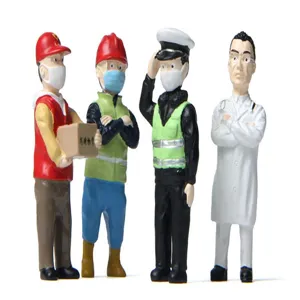 Miniatur Frontarbeiter Figuren Harz Mikro Landschaft Pandemie Thema Dekor Set Display