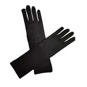 Black long milk silk gloves for women, elegant evening party and sun protection wear.