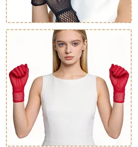 Guanti in pizzo a rete sexy da donna per feste, spettacoli di nozze e abbigliamento da club.