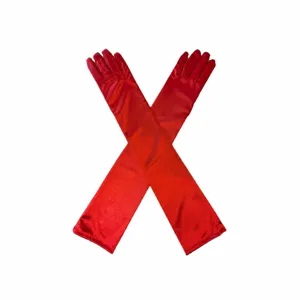 50cm red satin long gloves elegant evening dress opera wedding party performance gloves accessories