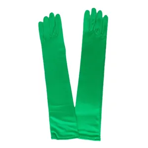 45cm long green satin gloves formal evening party opera stage performance accessories