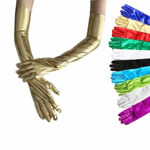 Extra Long Patent Leather Glossy Elastic Long Gloves Sexy Cosplay Performance Halloween Dance Party Accessories