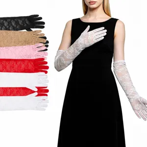 Women's Long Lace Gloves Elegant Opera Evening Wedding Party Prom Gloves Sun Protection Arm Sleeves Chic Accessory