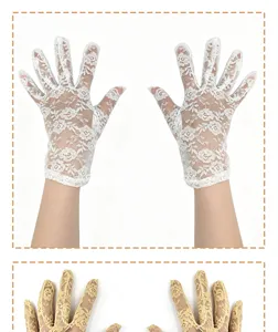 Lace sun protection gloves detail showing delicate floral patterns and breathable fabric design.