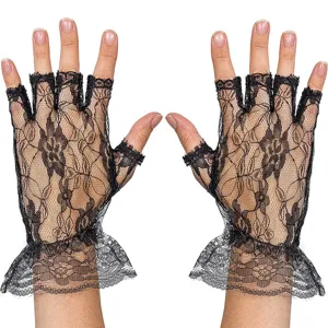 Gants Demi-Doigts en Dentelle pour Femmes Vintage Volant Floral Maille Gants Sans Doigts Sexy Fête Scène Performance Gants