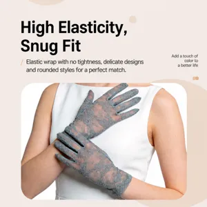 Women Short Lace Sun Protection Gloves Bridal Wedding Gloves Elastic Floral Mesh Gloves