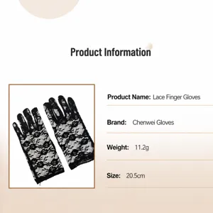 Black lace fingerless gloves for women, elegant short mesh bridal gloves for driving wear.