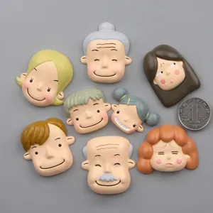 Süße Harz Cartoon Familienmitglied Kopf Anhänger und dekorative Kühlschrankmagnete.