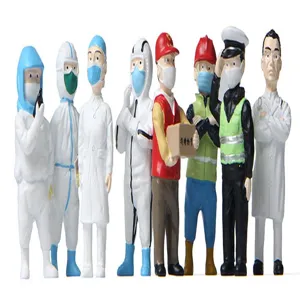 Fronthelfer Miniatur Figuren Set, Anti-Epidemie Thema Mikro Landschaft PVC Spielzeug Dekor.