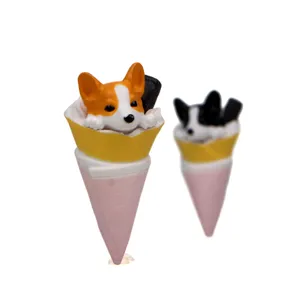 Niedliche Hunde Eiswaffel Figur Anhänger Mini Harz Schlüsselanhänger Taschen Deko