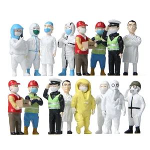 Anti-Epidemie Thema Mikrolandschaft Figur Medizinisches Personal Polizei Freiwilliger Miniaturstatue Für Gartenlandschaft Haus Schreibtisch Deko Geschenk Harzfigur