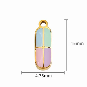 Colorful enamel capsule metal pendant DIY charm for necklace bracelet jewelry making accessories.