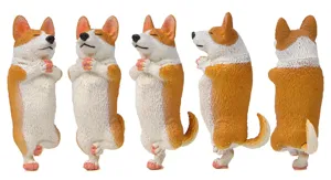 Süße Yoga Corgi Figur aus Harz, meditative Hundeskulptur für Deko und Miniaturgarten.