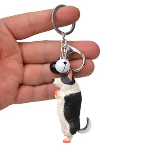 Süßer Yoga Hund Schlüsselanhänger mit Glocke und Karabiner für Autoschlüssel oder Handtasche.