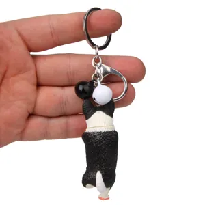Süßer Yoga Hund Schlüsselanhänger mit Glocken, Metall Karabiner Ring für Taschen Anhänger.