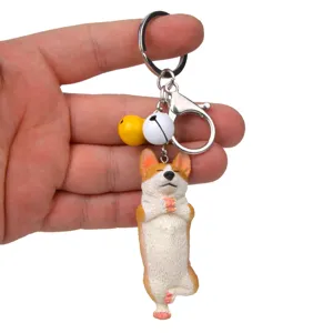 Süßer Yoga Corgi Schlüsselanhänger mit Glocken und Karabiner, idealer Autotaschen Anhänger.