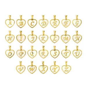 Gold Letter Heart Pendant Mother of Pearl Titanium Steel DIY Necklace Jewelry Accessories