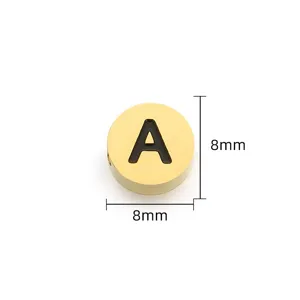 Roestvrij staal letter A bedel kraal 8mm ronde geëmailleerde hanger voor DIY sieraden maken.