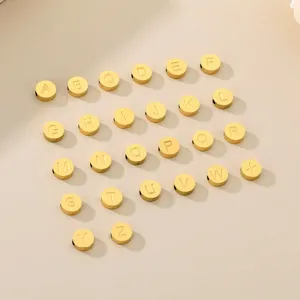 Ronde roestvrij staal gouden letter kralen 26 alfabet hangers voor DIY ketting armband sieraden