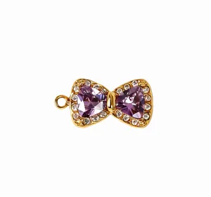 Exquisite crystal bow pendant charm for DIY jewelry making, elegant necklace accessory.